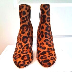 Leather Leopard Print Ankle Boots